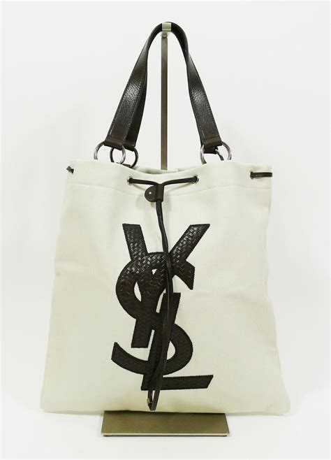 ysl canvas and leather bag|YSL shopping bag tote.